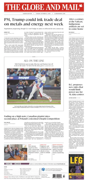 Cover of The Globe and Mail (Alberta Edition)