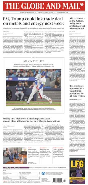 Cover of The Globe and Mail (Ottawa/Quebec Edition)