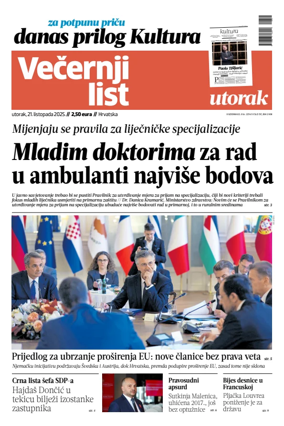 Cover of Vecernji list - Hrvatska