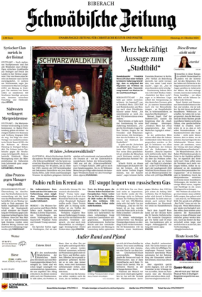 Cover of Schwaebische Zeitung (Biberach)