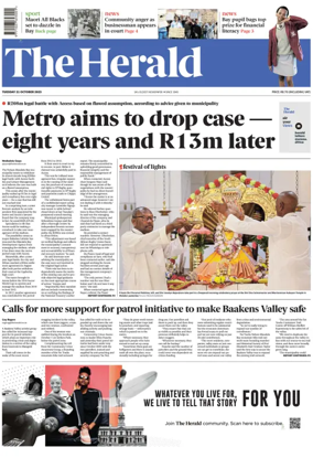 Cover of The Herald (South Africa)