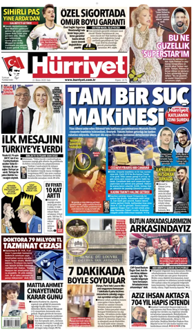 Cover of Hurriyet Print Edition