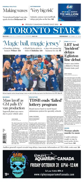 Cover of Toronto Star