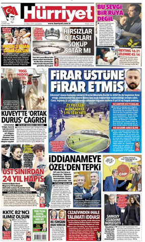 Cover of Hurriyet Print Edition