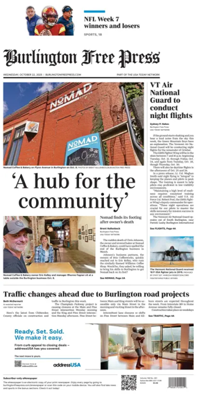 Cover of Burlington Free Press