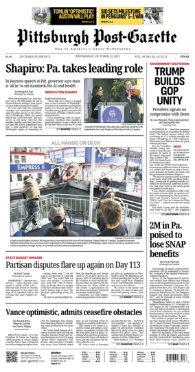 Cover of Pittsburgh Post-Gazette