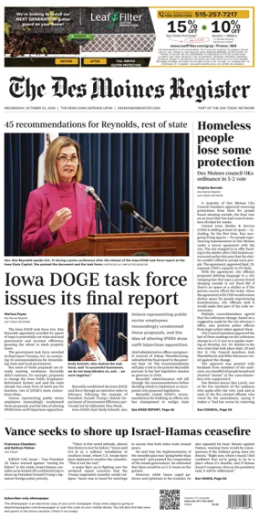Cover of The Des Moines Register