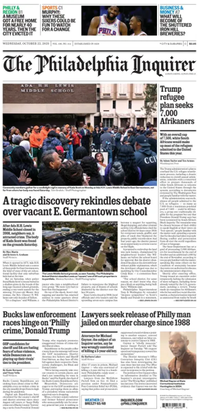 Cover of The Philadelphia Inquirer (South Jersey edition)