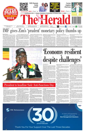 Cover of The Herald (Zimbabwe)