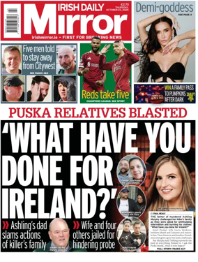 Cover of Irish Daily Mirror