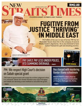 Cover of New Straits Times