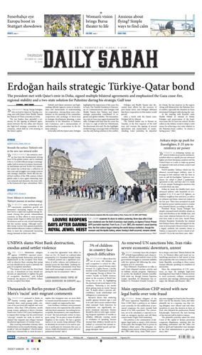 Cover of Daily Sabah (Turkey)