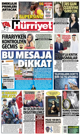 Cover of Hurriyet Print Edition