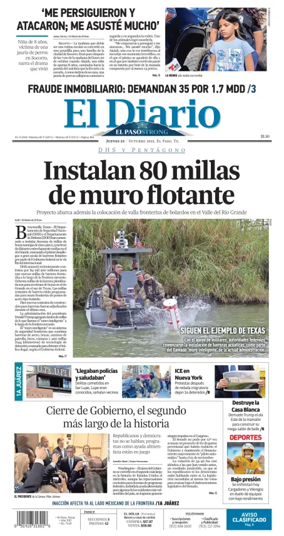 Cover of El Diario de El Paso