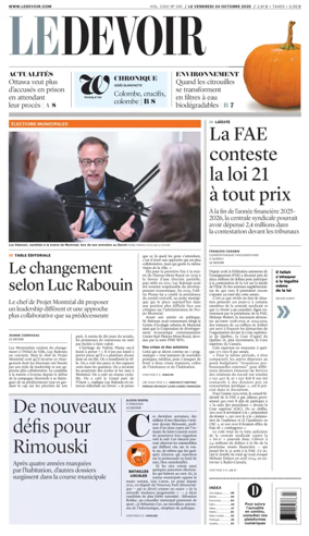 Cover of Le Devoir