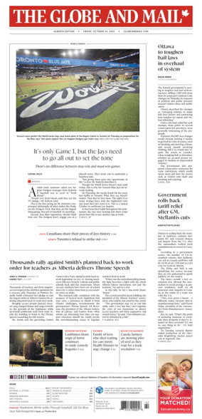 Cover of The Globe and Mail (Alberta Edition)