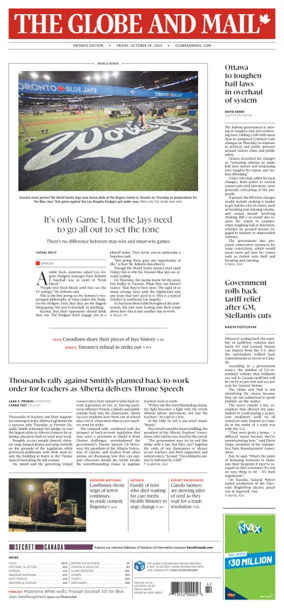 Cover of The Globe and Mail Metro (Ontario Edition)