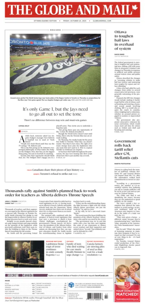 Cover of The Globe and Mail (Ottawa/Quebec Edition)