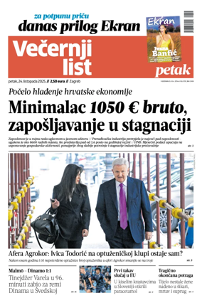Cover of Večernji list - Zagreb