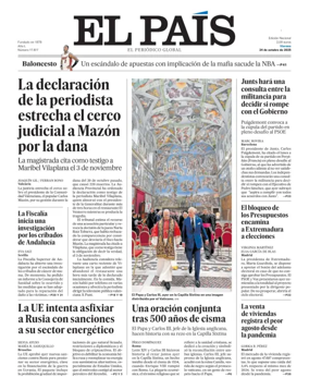 Cover of El País (Andalucía)
