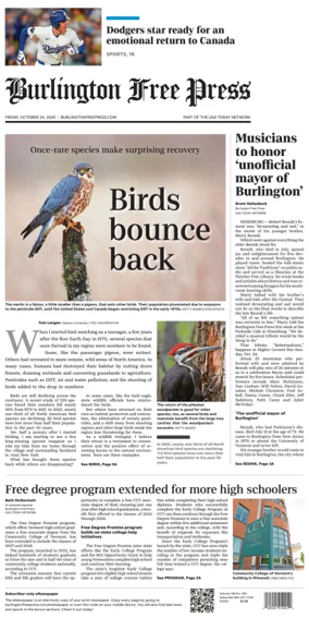 Cover of Burlington Free Press