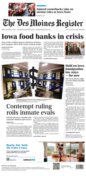 Cover of The Des Moines Register