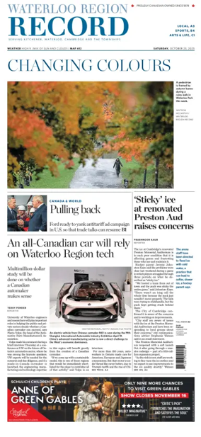 Cover of Waterloo Region Record