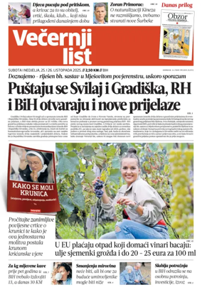 Cover of Večernji list BiH