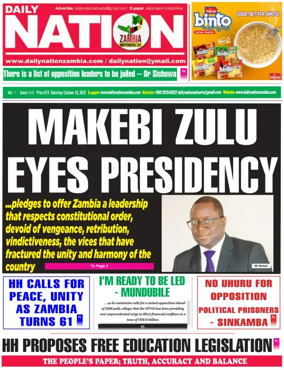 Cover of Daily Nation Newspaper