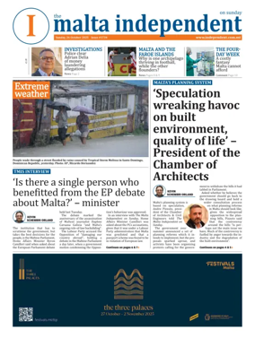 Cover of The Malta Independent on Sunday