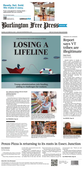 Cover of Burlington Free Press