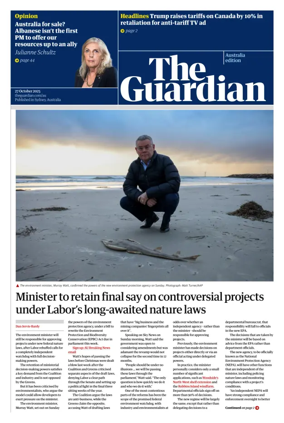 Cover of The Guardian Australia