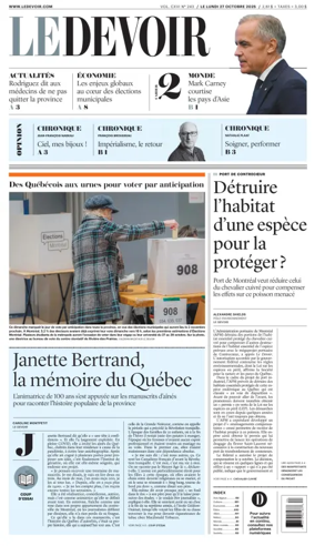 Cover of Le Devoir