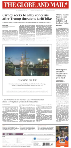 Cover of The Globe and Mail (Ottawa/Quebec Edition)