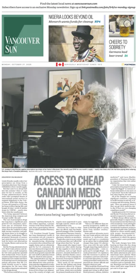 Cover of Vancouver Sun