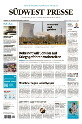 Cover of Südwest Presse (Ulm)
