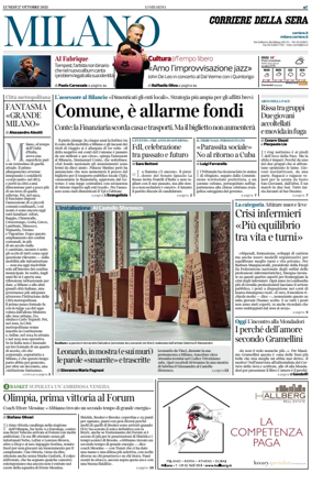 Cover of Corriere della Sera (Milano)