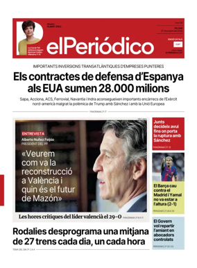 Cover of El Periódico de Catalunya (Català)