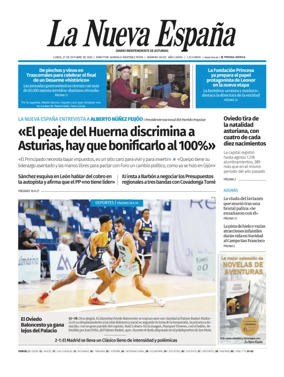 Cover of La Nueva España (Oviedo)