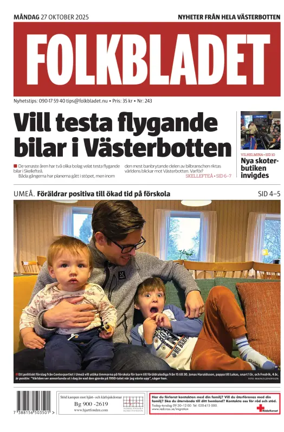 Cover of Folkbladet Västerbotten