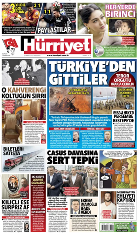 Cover of Hurriyet Print Edition