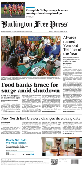 Cover of Burlington Free Press