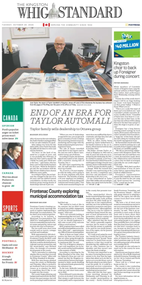 Cover of Kingston Whig-Standard