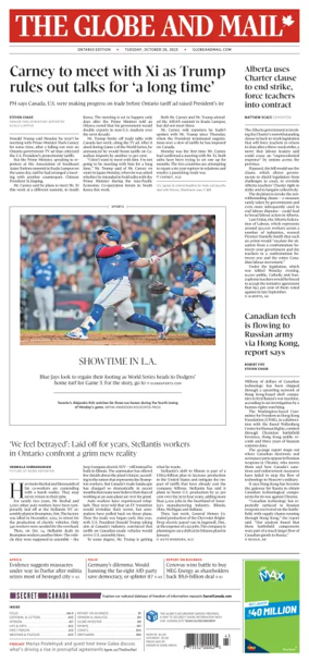 Cover of The Globe and Mail Metro (Ontario Edition)