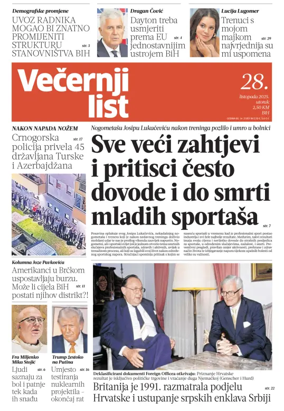 Cover of Večernji list BiH