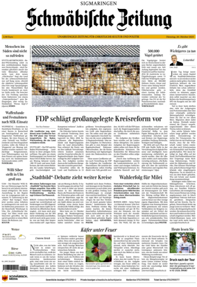 Cover of Schwaebische Zeitung (Sigmaringen)