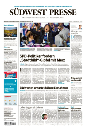 Cover of Südwest Presse (Metzinger Uracher Volksblatt / Der Ermstalbote)