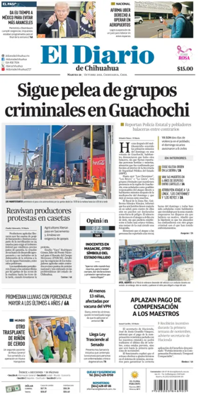 Cover of El Diario de Chihuahua