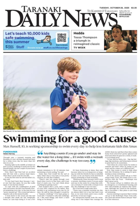 Cover of Taranaki Daily News