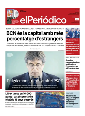 Cover of El Periódico de Catalunya (Català)
